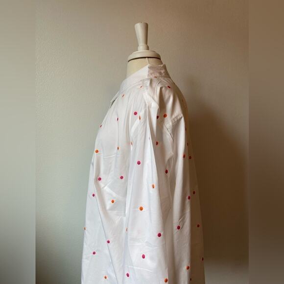 Lemon Way NWOT Retro Versatile Artsy Embroidered Dot Poplin Button Down Shirt 3X - Picture 4 of 8